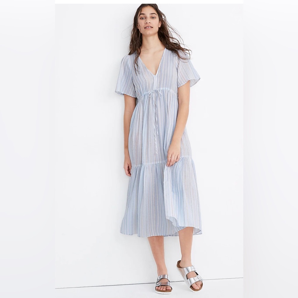 Madewell Blue Striped Midi Dress